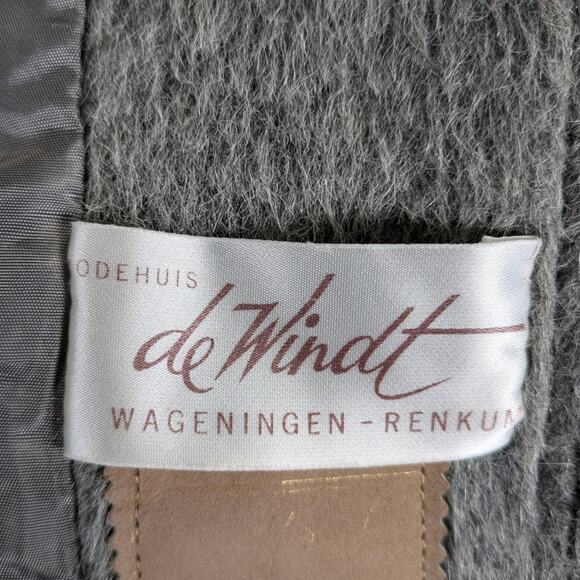 Vintage Dutch Llama Mohair Coat Size L Gray Mid Length Overcoat Pockets - Picture 14 of 16